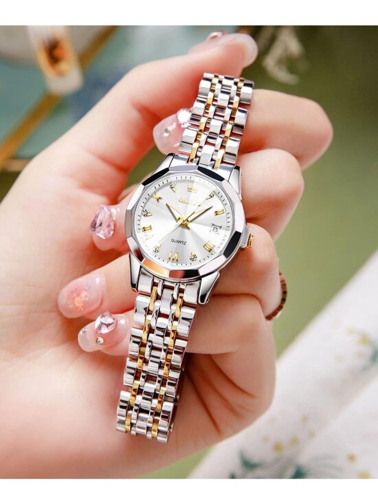Women\'s Silver Gold Diamond Stainless Steel Ladies Waterproof Classic Watch main image 4